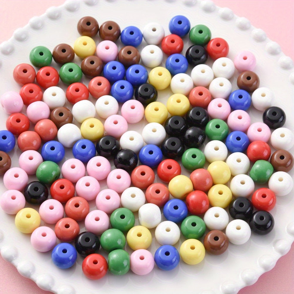 10-12mm Colorful Marbled Gradient Acrylic Large Hole Round Spacer Beads Assortment