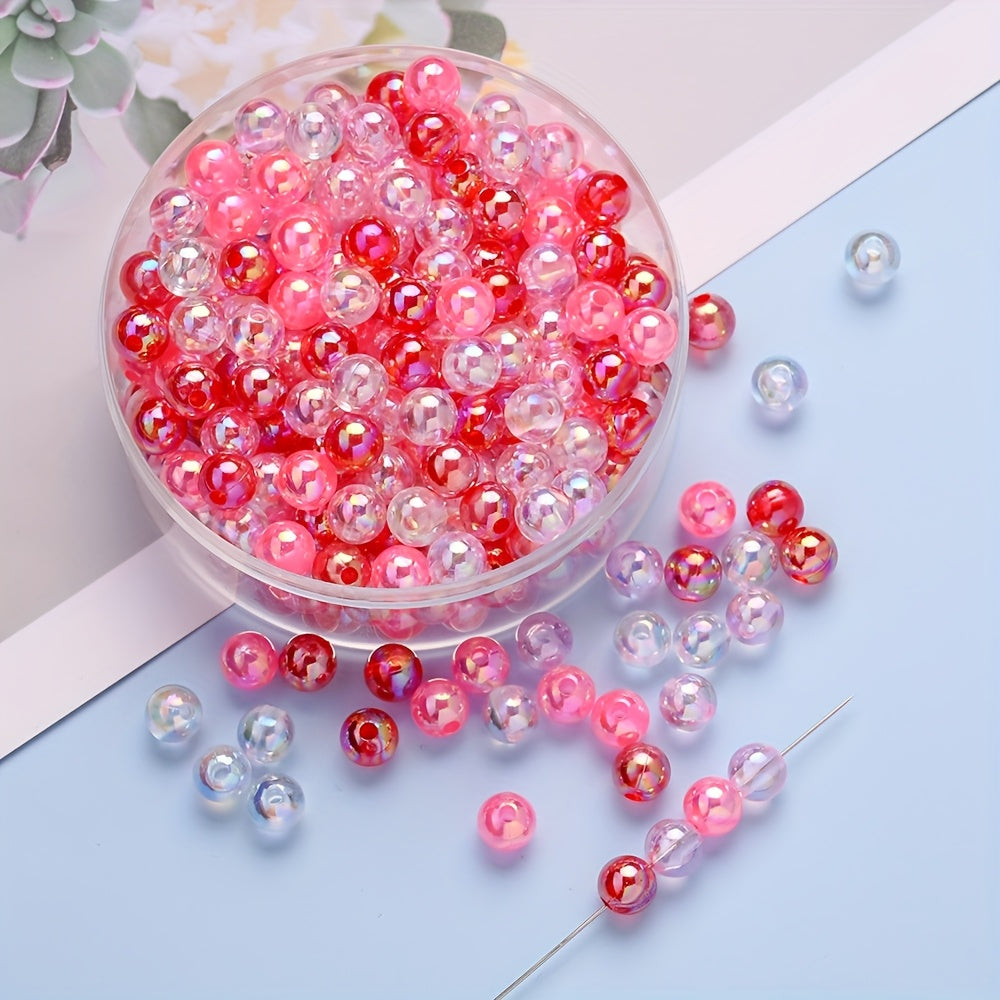 8mm Pink AB Color Acrylic Round Beads