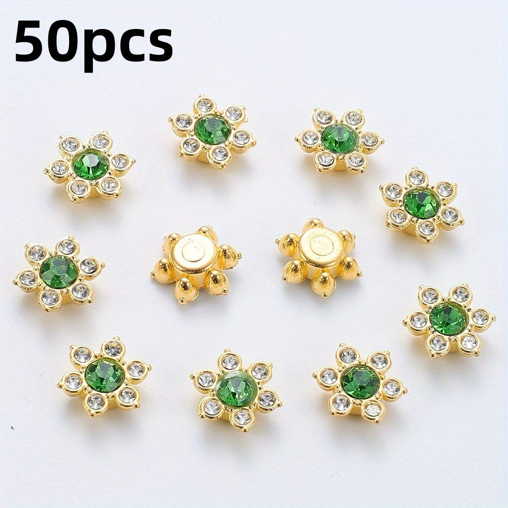 Six Petal Flower Rhinestone Acrylic Beads