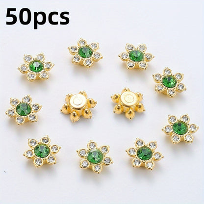 Six Petal Flower Rhinestone Acrylic Beads