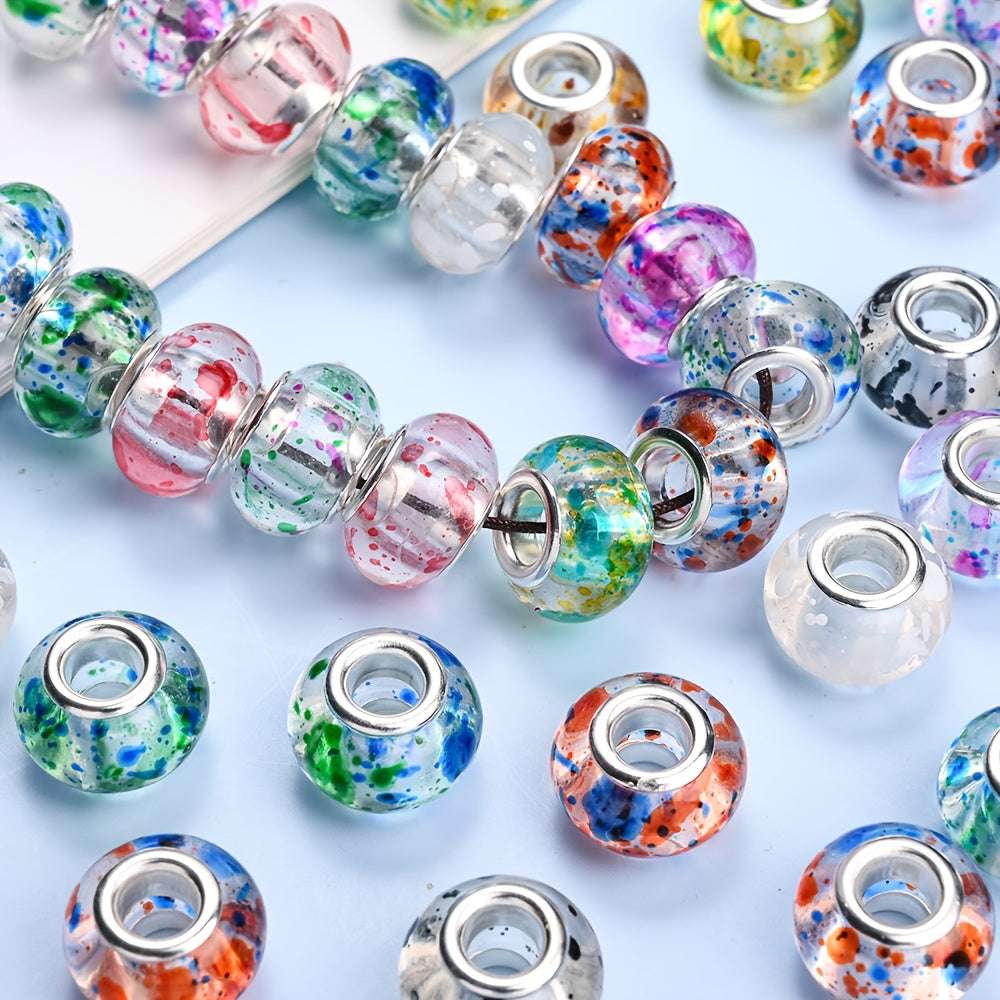 Clear Big Hole Acrylic Splash Ink Spacer Beads