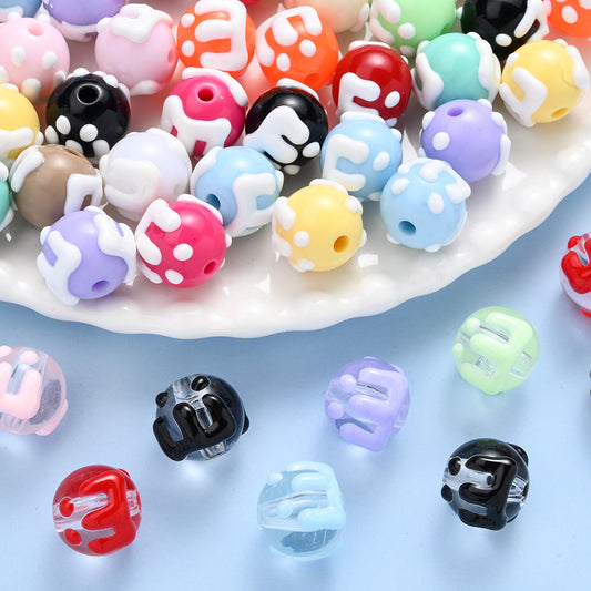10/20/30pcs Mixed Color Hand Drawn E Letter Acrylic Beads