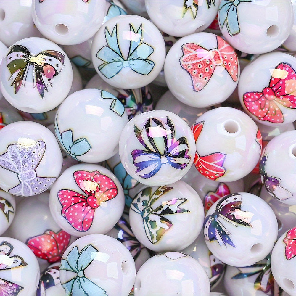 16mm Butterfly Print Acrylic Beads