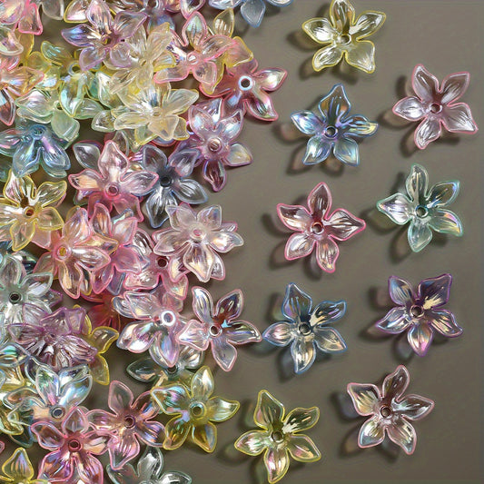 100pcs 22mm Transparent AB Acrylic Flower Beads