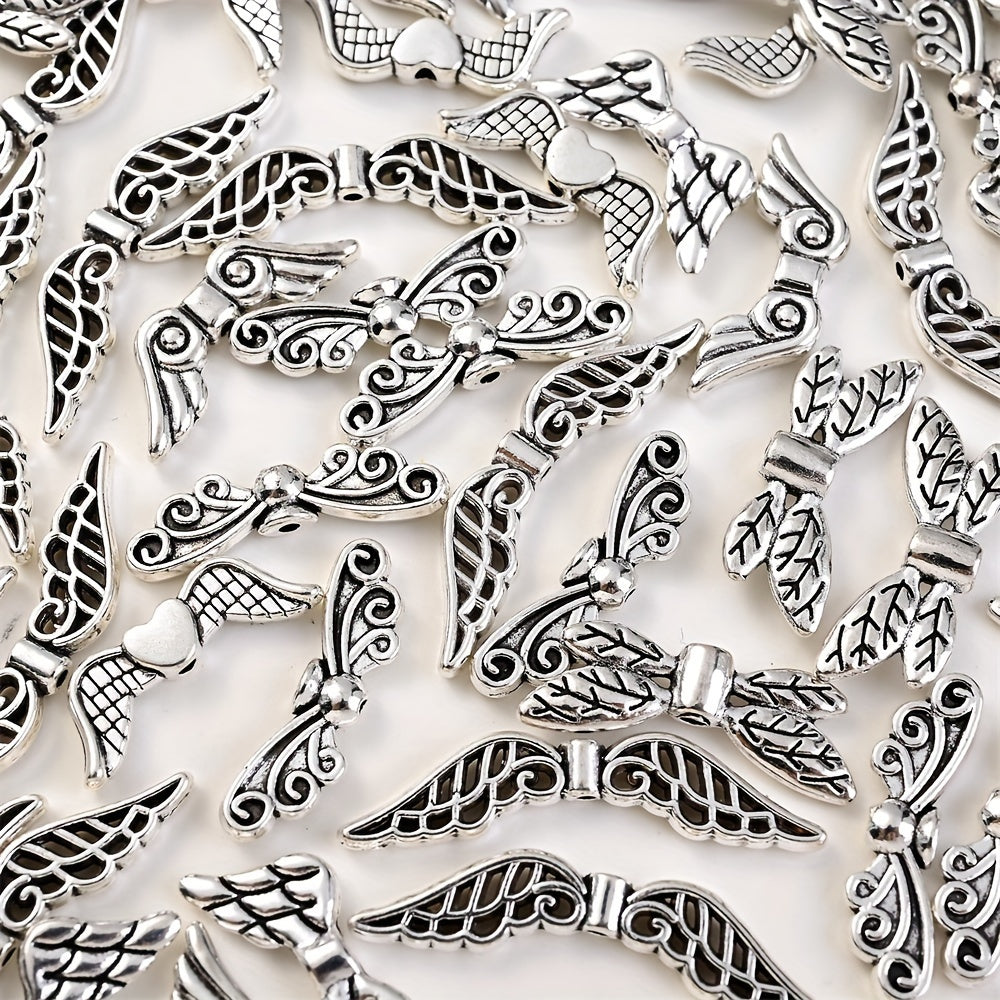 20pcs Antique Silver Angel Wing Alloy Spacer Beads