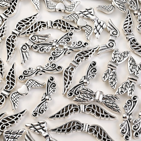 20pcs Antique Silver Angel Wing Alloy Spacer Beads
