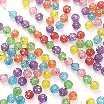 Matte Golden Silvery Star Acrylic Spacer Beads