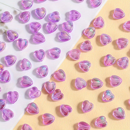 100pcs Colorful Heart Acrylic Beads