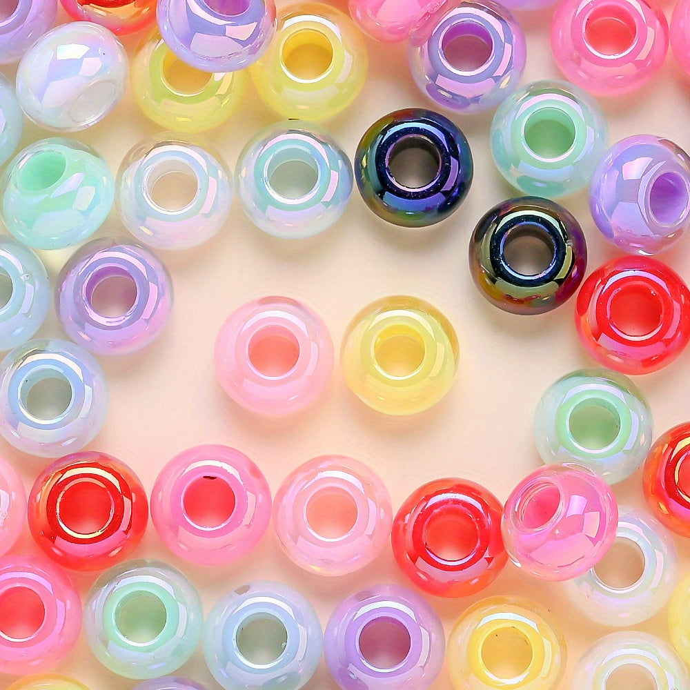 20pcs UV Plated Big Hole Acrylic Pony Beads