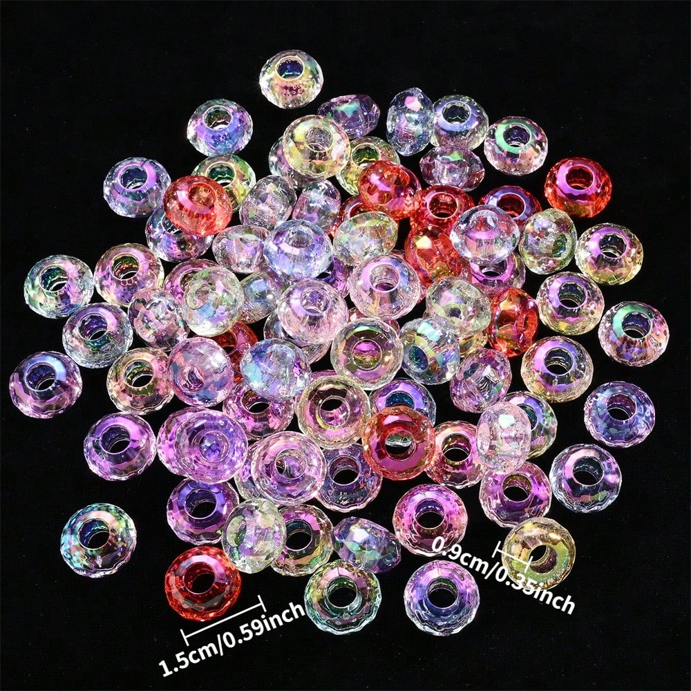 40pcs 9x15mm Random Mixed Color European Style Acrylic AB Large Hole Beads
