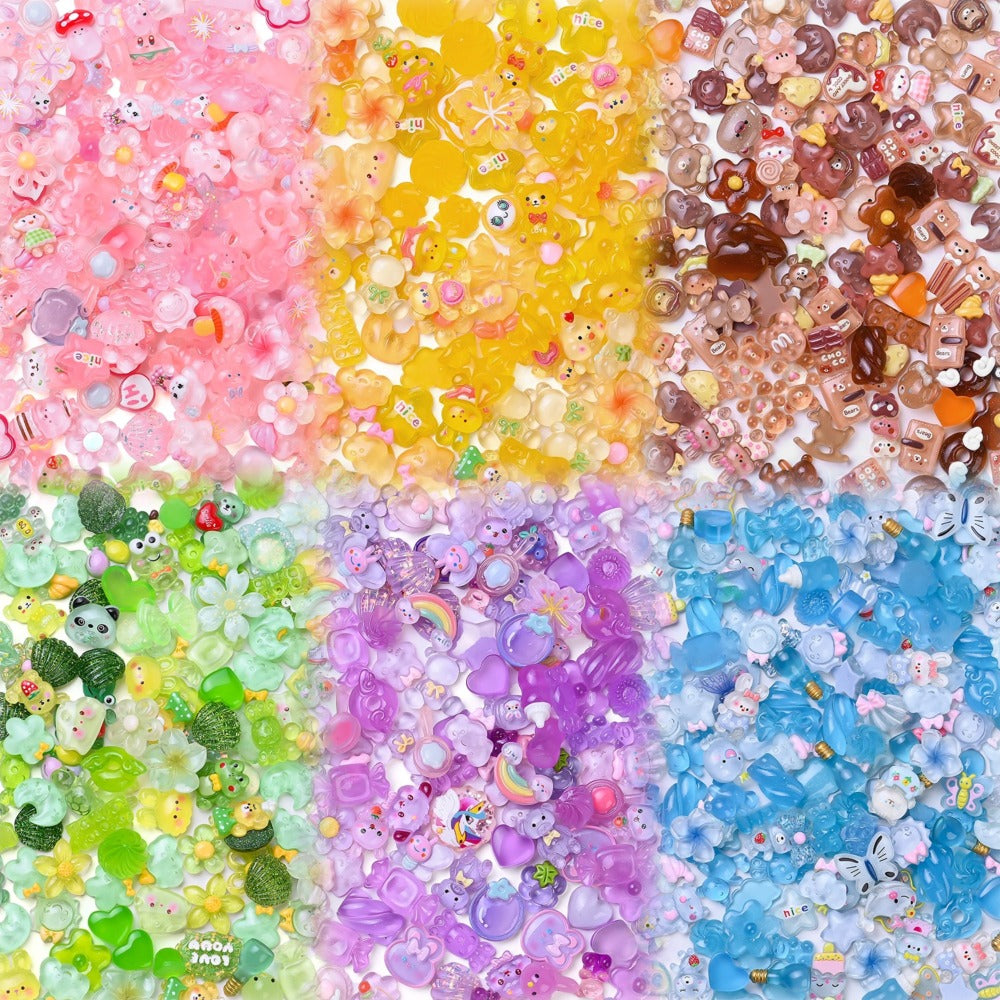 96pcs Rainbow Theme Acrylic Flatback Beads