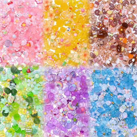 96pcs Rainbow Theme Acrylic Flatback Beads