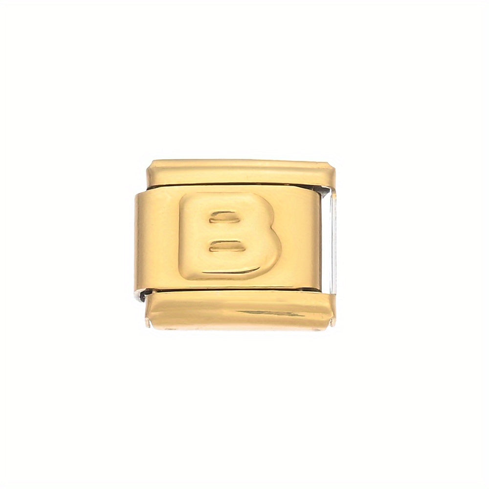 1pc 9x10mm Golden Stainless Steel Letter Bead