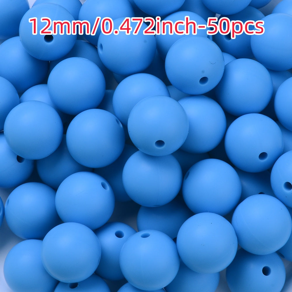 50pcs 12/15mm Rainbow Silicone Round Focal Beads