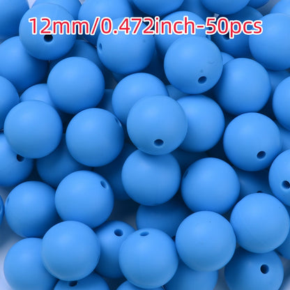 50pcs 12/15mm Rainbow Silicone Round Focal Beads
