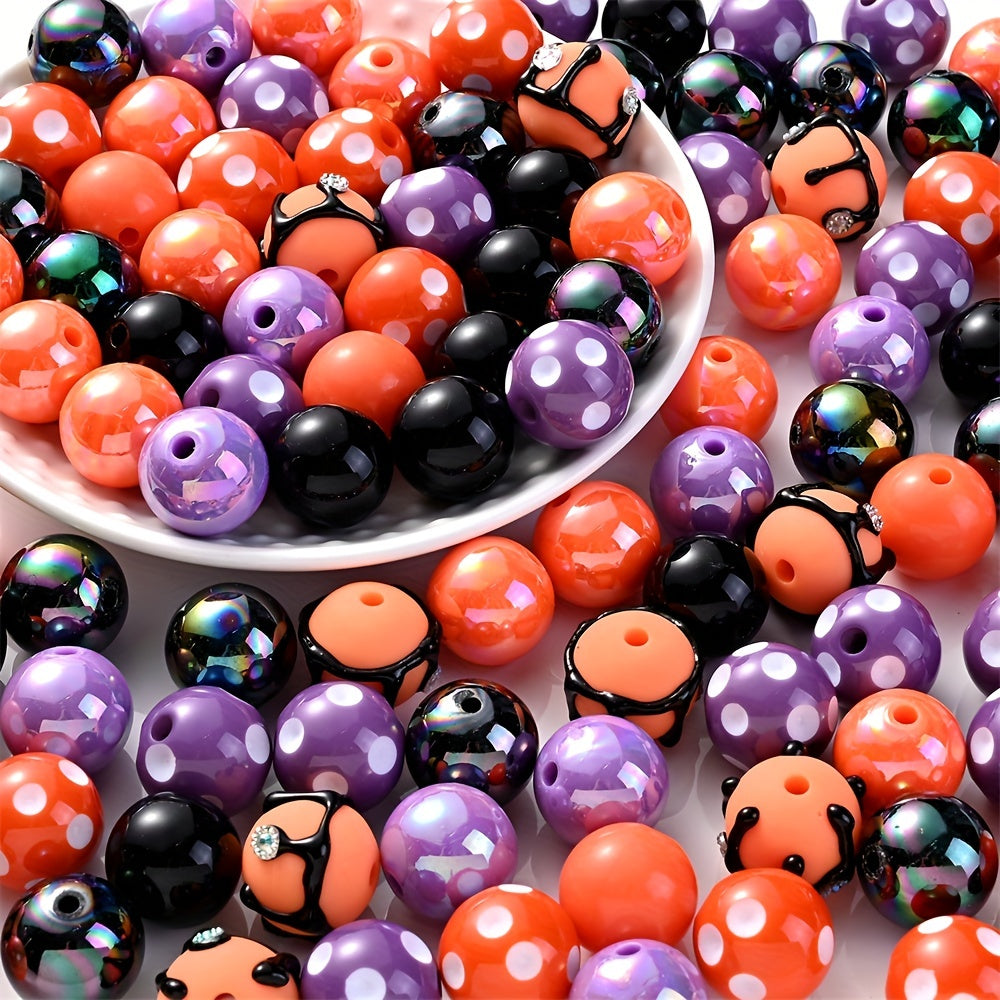 50pcs Halloween Acrylic Round Beads