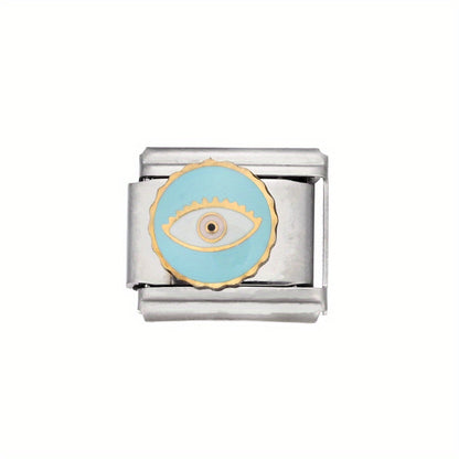 1pc 9x10mm Stainless Steel Evil Eye Module Charm Bead