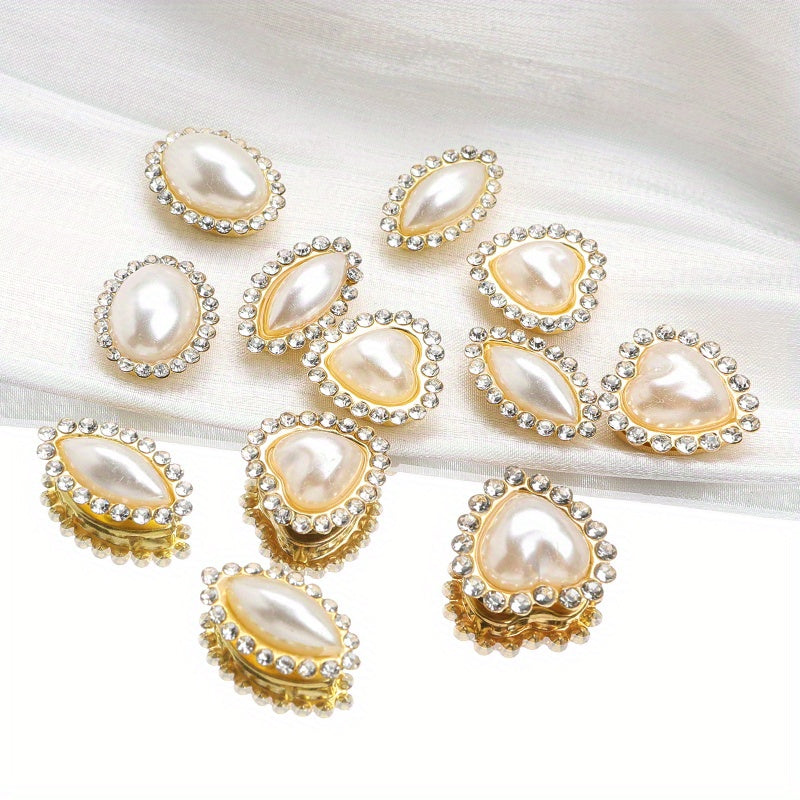 White Imitation Pearl Flatback Oval Heart Beads