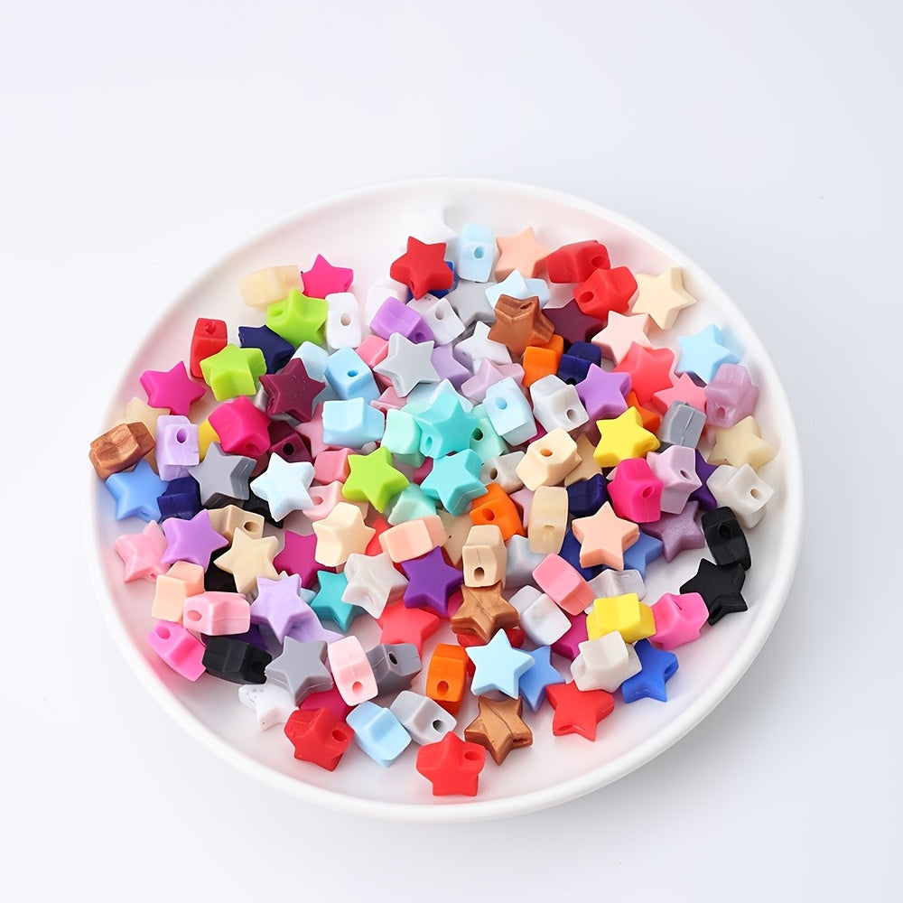10pcs/set Multicolor Star Silicone Focal Beads