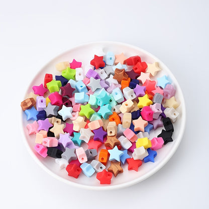 10pcs/set Multicolor Star Silicone Focal Beads