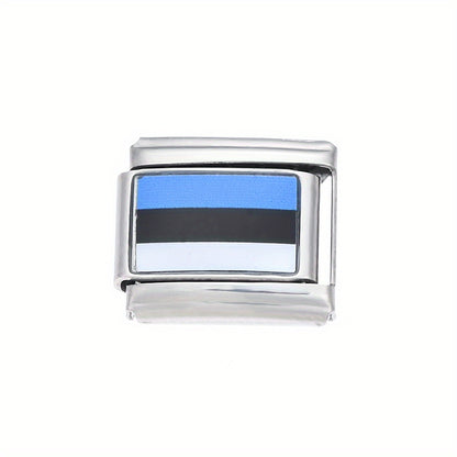 1pc 9x10mm Stainless Steel World Flag Module Charm Bead