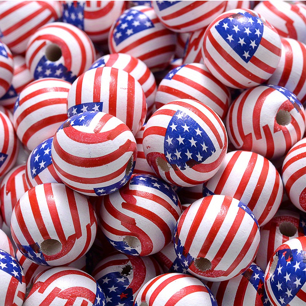 10pcs 16mm American Design Wooden Beads