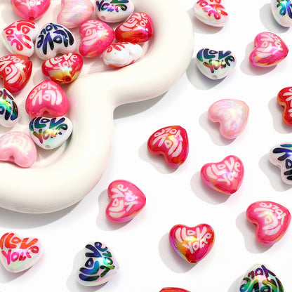 10pcs 20x22mm AB Color Heart Acrylic Beads