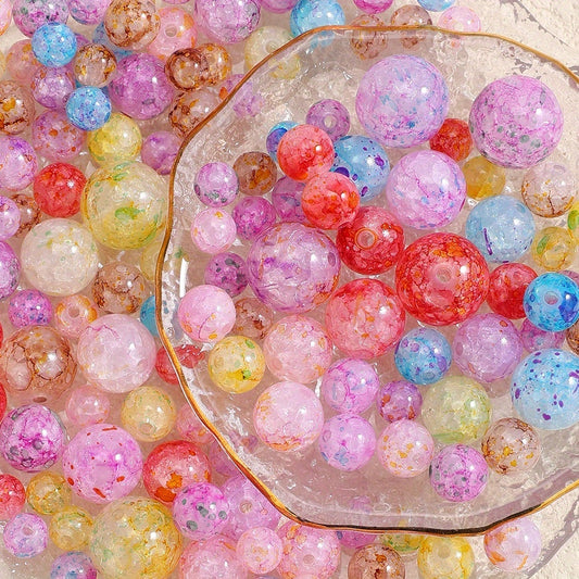 10-100pcs 8/10/12/14/16mm Acrylic Crackle Marbling Beads