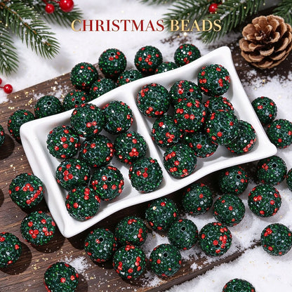 Red / Green Christmas Tree Rhinestone Clay Spacer Beads