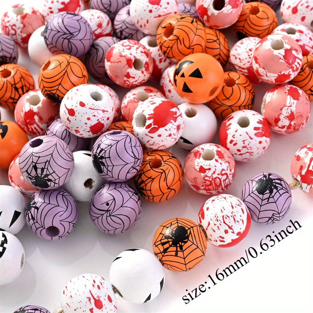 Halloween Wooden Pattern Beads