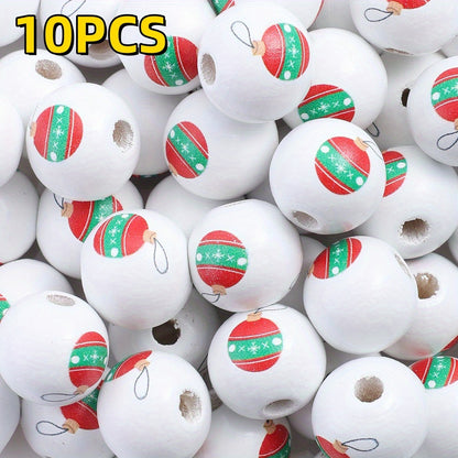 10pcs/set 16mm Christmas Wooden Beads