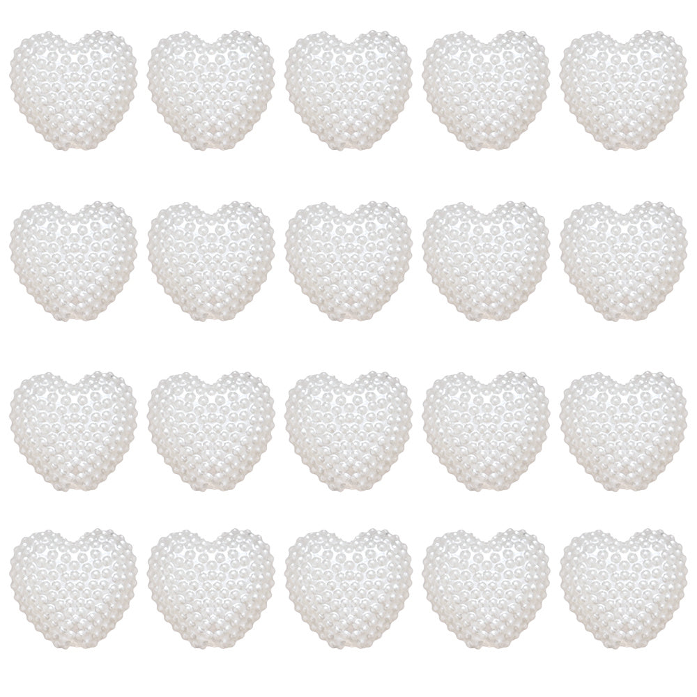 50pcs 12mm Pure White Acrylic Heart Beads