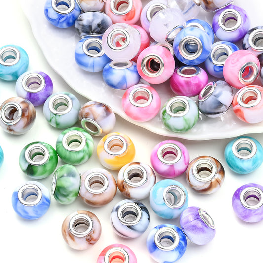 30pcs Gradient Acrylic Large Hole Beads