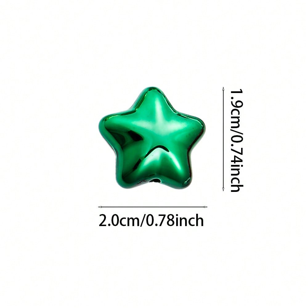 20mm Shiny Christmas Acrylic Star Charm Beads, 10pcs