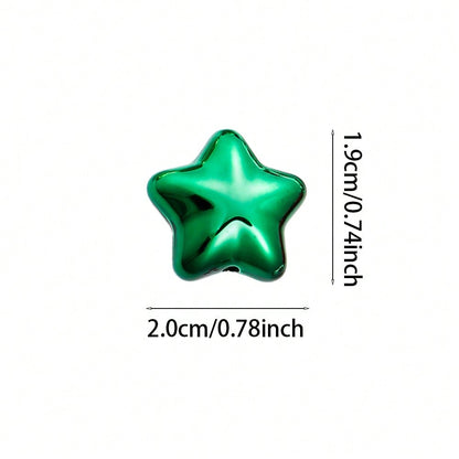 20mm Shiny Christmas Acrylic Star Charm Beads, 10pcs