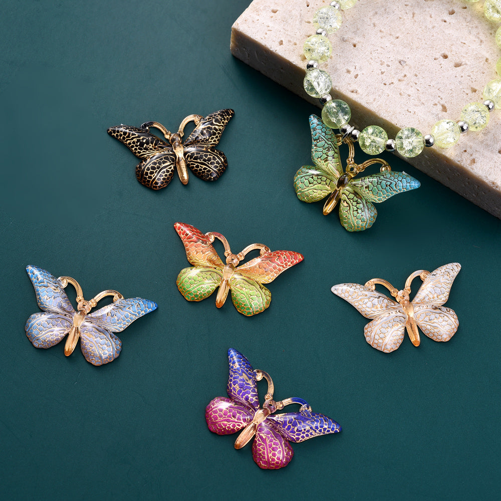 10pcs Colorful Butterfly Pendant Charms