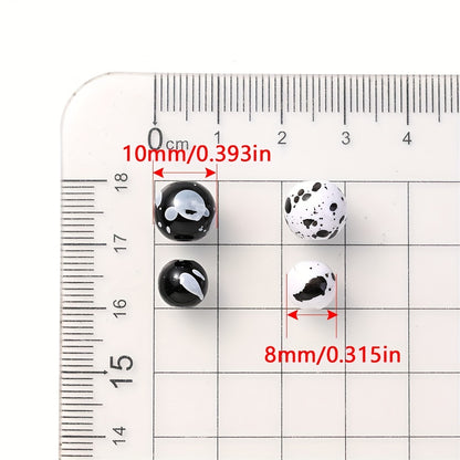 200pcs 10mm Acrylic Ink Painted Round Beads