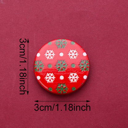 30mm Christmas Printed Flat Acrylic Spacer Beads, 10pcs