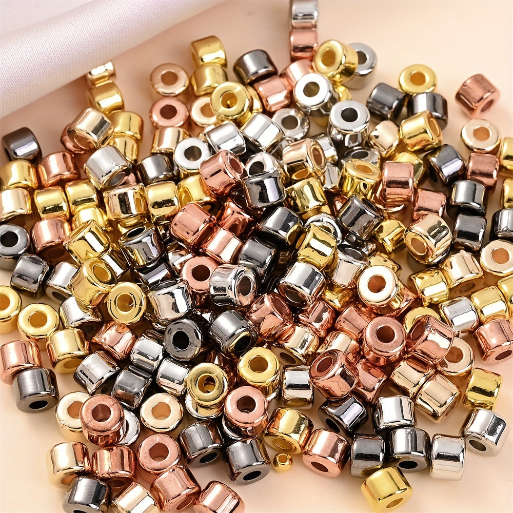 100pcs 6x5mm Gold Plated Large Hole Plastic Beads