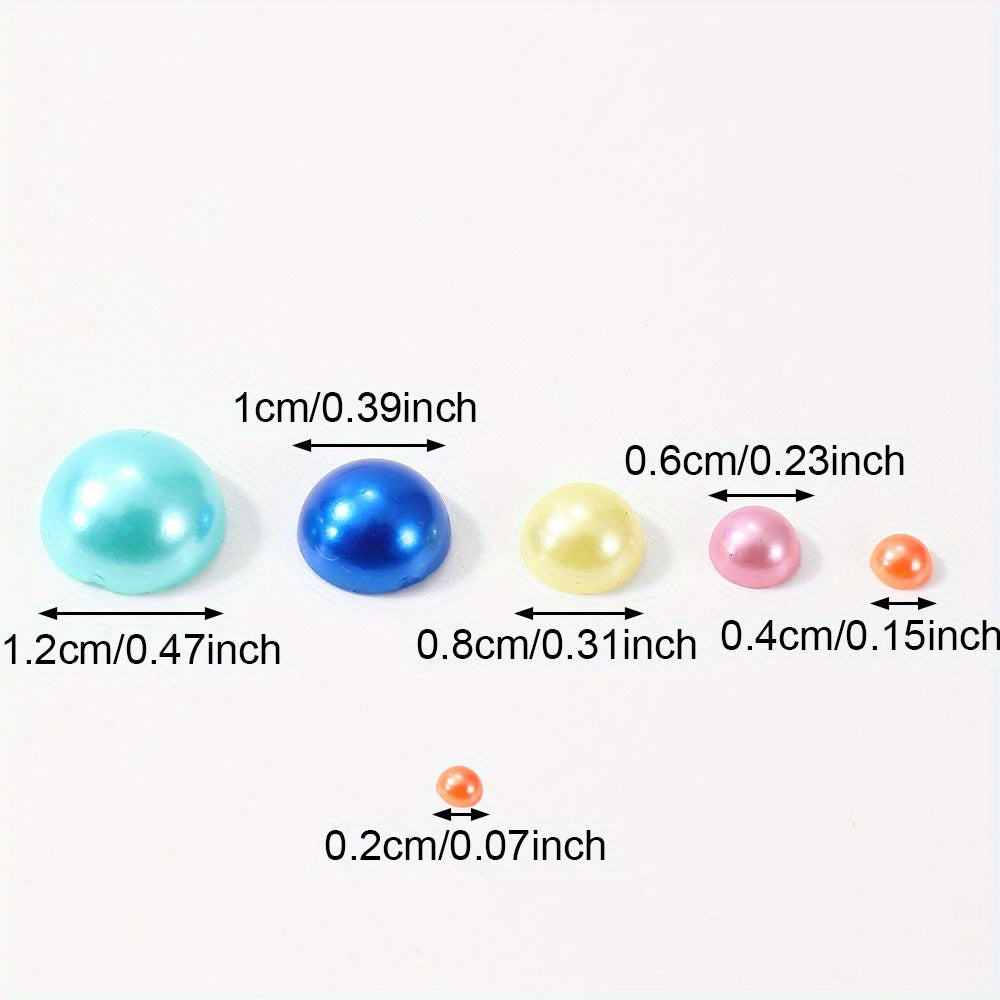 1000pcs Semi Circular Resin Pearl Beads