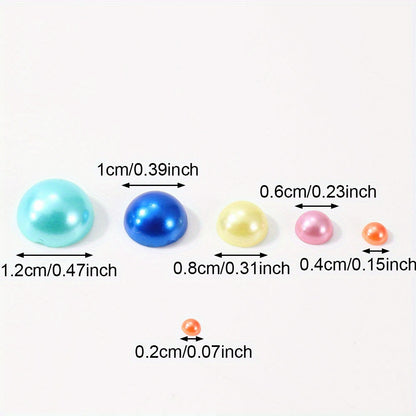 1000pcs Semi Circular Resin Pearl Beads