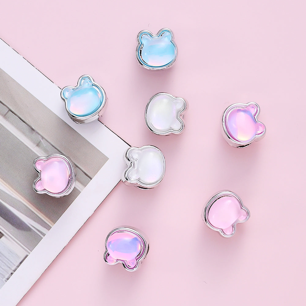 10x10mm Rhinestone Little Bear CCB Beads