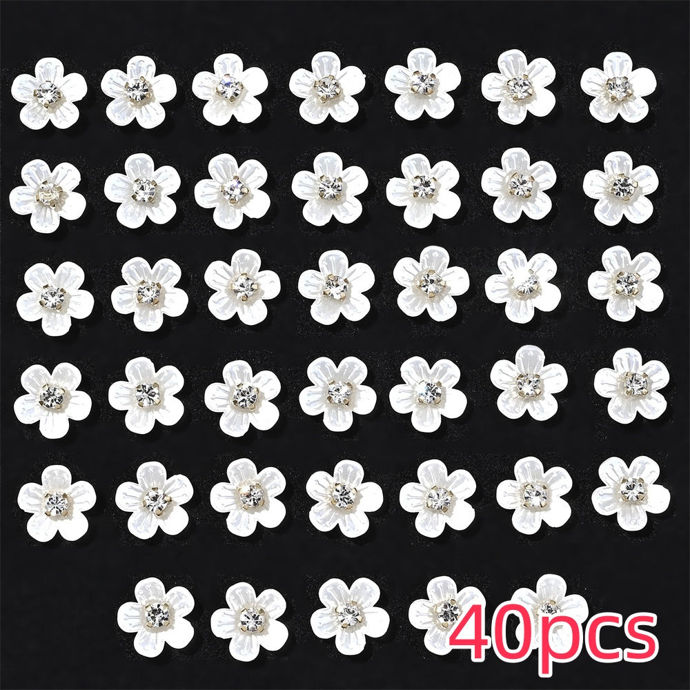 Flower Shape Acrylic Imitation Pearl Flatback Beads
