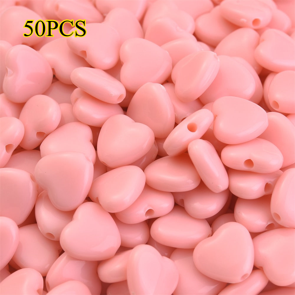 50pcs 12x11mm Heart-Shaped Acrylic Beads