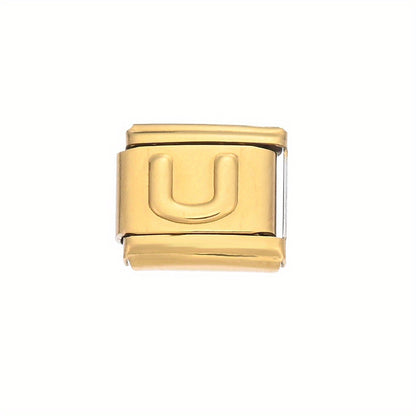 1pc 9x10mm Golden Stainless Steel Letter Bead