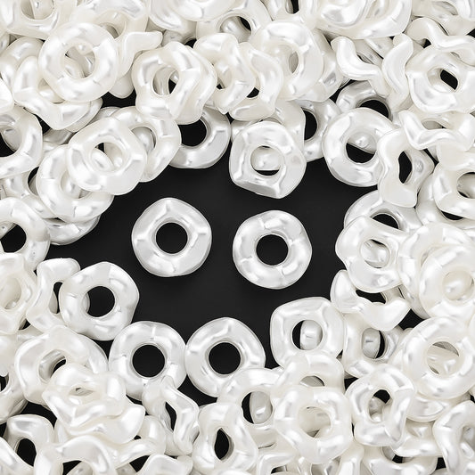 White Wavy Acrylic Spacer Beads