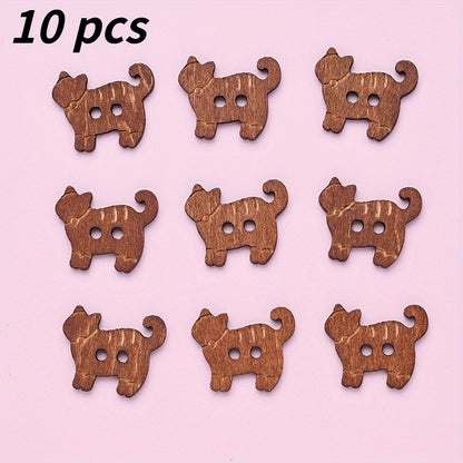 16.8x20.5mm Cat-Shaped Wooden Button Beads
