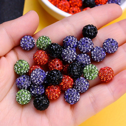 20/50pcs 10mm Halloween Rhinestone Round Beads