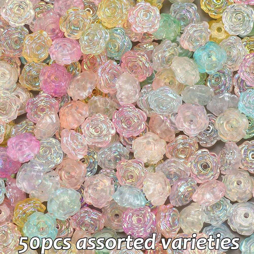 8mm UV Glow Acrylic Rose Flower Beads