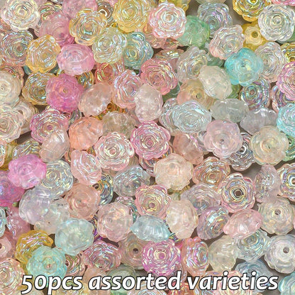 8mm UV Glow Acrylic Rose Flower Beads